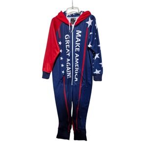 Make America Great Again American AF Patriotic Zip Front Jumpsuit Sz Large NWOT